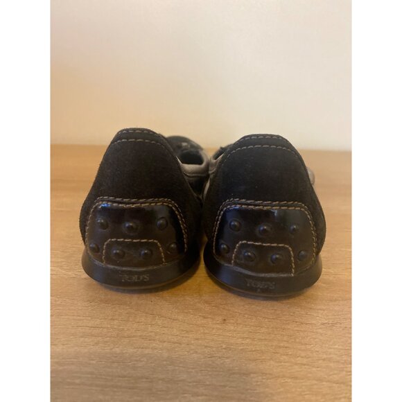 Tod's Women's Black & Gold Suede/Leather Driving Flats Size 8 - Picture 3 of 6